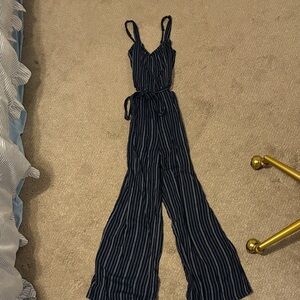 Hollister Dark Blue Striped Jumpsuit